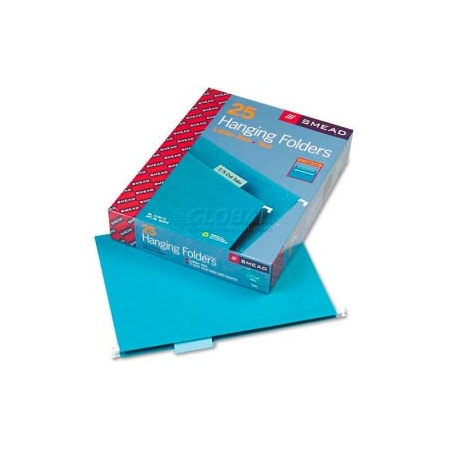 Smead Smead Hanging File Folders, 1/5 Tab, 11 Point Stock, Letter, Teal, 25/Box 64074